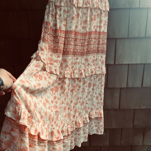 A Collective Story Anthropologie Piper Peach Floral Tiered Maxi Summer Dress S L - Picture 16 of 17